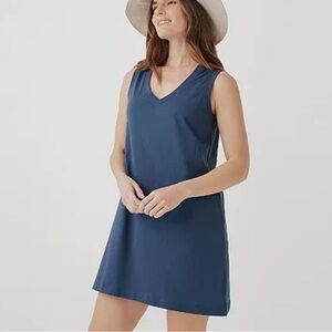 Pact Organic Cotton Softspun A-Line Tank Dress Blue Size Medium